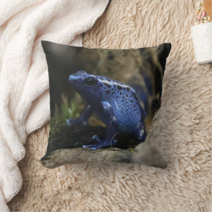 Blue Poison Arrow Frog Tarot Card Deck Throw Pillow
