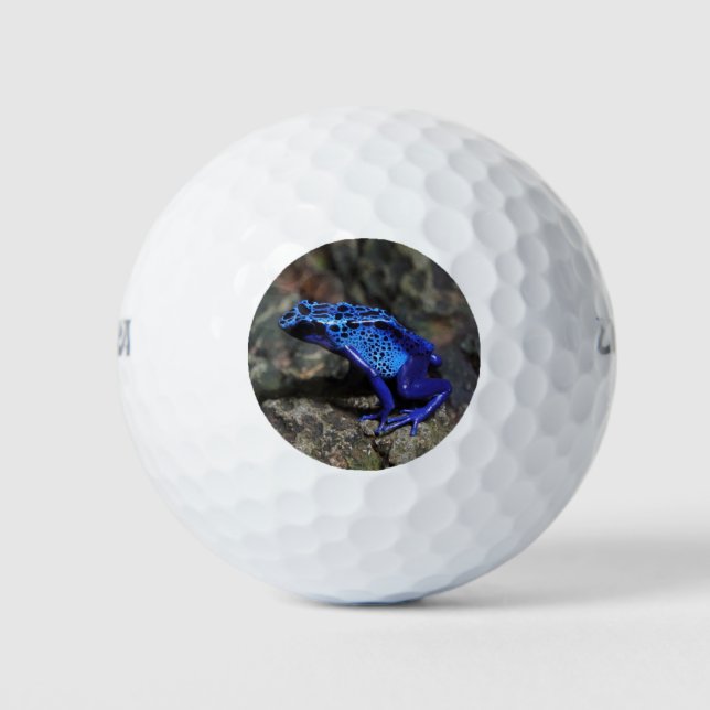 Blue Poison Dart Frog, Bright Blue Frog Golf Balls (Front)