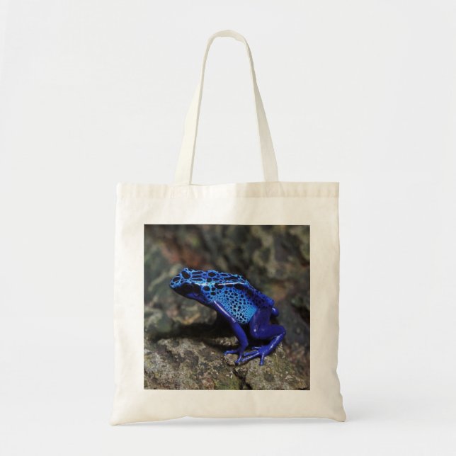 Blue Poison Dart Frog, Bright Blue Frog Tote Bag (Front)