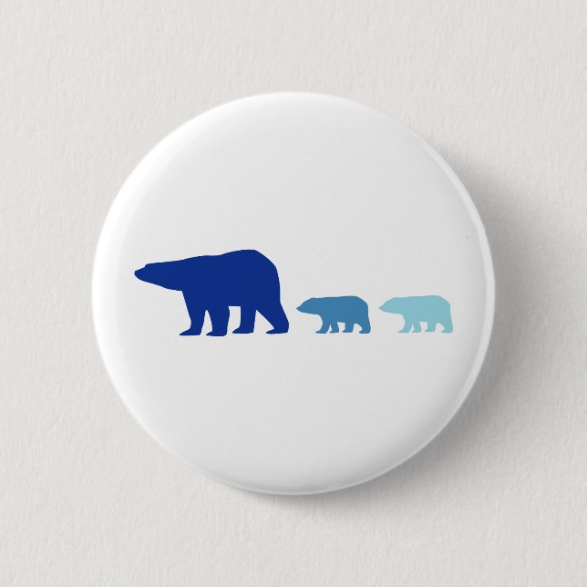 Blue Polar Bear 2 Inch Round Button (Front)