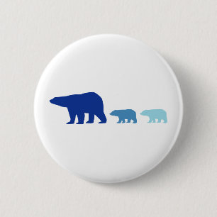 Blue Polar Bear 2 Inch Round Button