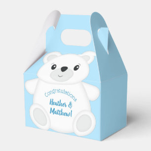 Blue Polar Bear Baby Shower Favor Box