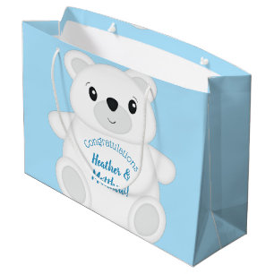 Blue Polar Bear Baby Shower Large Gift Bag