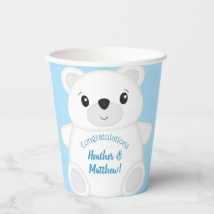 Blue Polar Bear Baby Shower Paper Cups