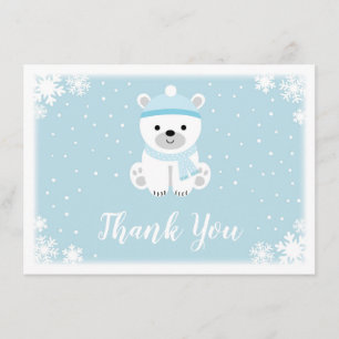Blue Polar Bear Baby Shower Thank You Card