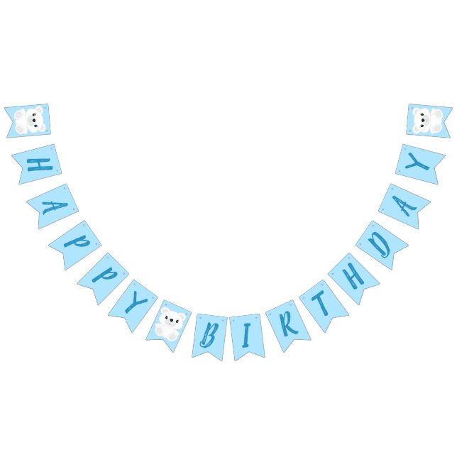 Blue Polar Bear Birthday Party Bunting Flags (All)