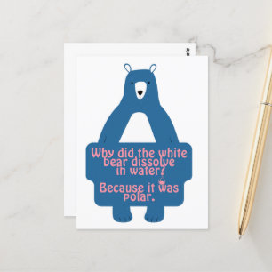 Blue Polar Bear Funny Chemistry Joke  Postcard