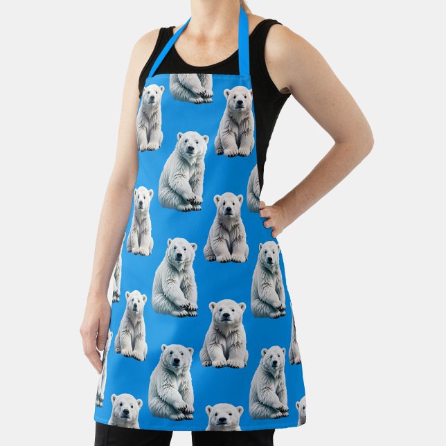 Blue Polar Bear Pattern Design  Apron (Creator Uploaded)