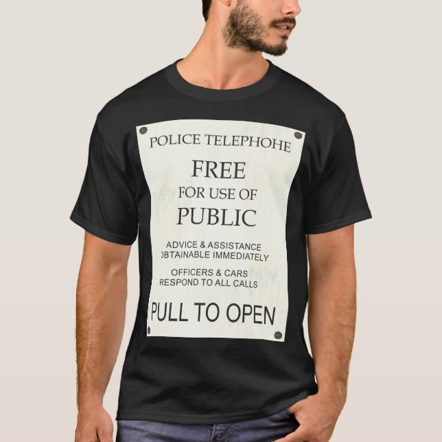 Blue Police Public Call Box - Explanations 1 T-Shirt (Front)