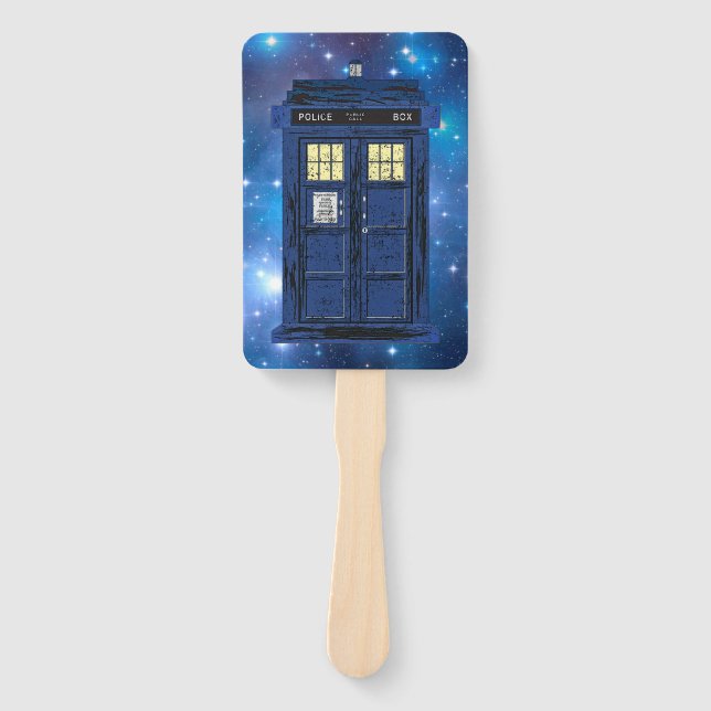 Blue Police Public Call Box - UK Time Travel 1 Hand Fan (Front)