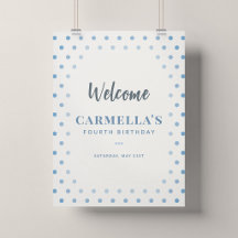 Blue Polka Dot 18x24 Birthday Party Welcome Poster