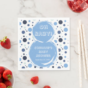 Blue polka dot baby shower Paper Napkin
