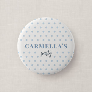 Blue Polka Dot Birthday Party Guest Button Favour