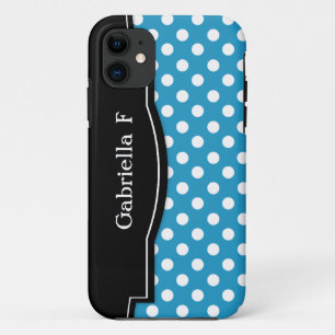 Blue Polka Dot Black Frame iPhone 5 case