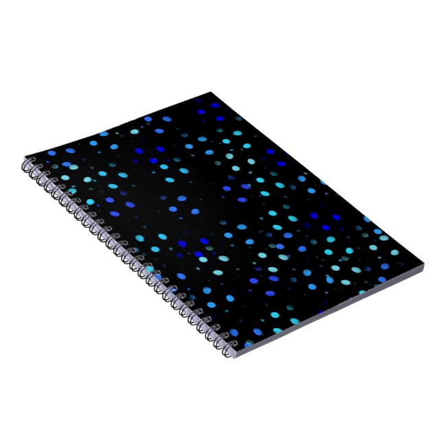 blue polka dot black galaxy Space Colourful Patter Notebook (Right Side)