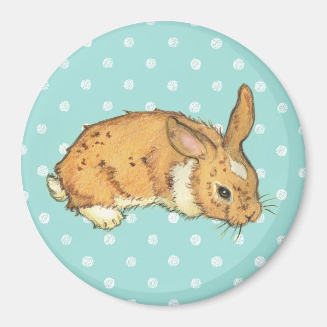 Blue Polka Dot Bunny Magnet (Front)
