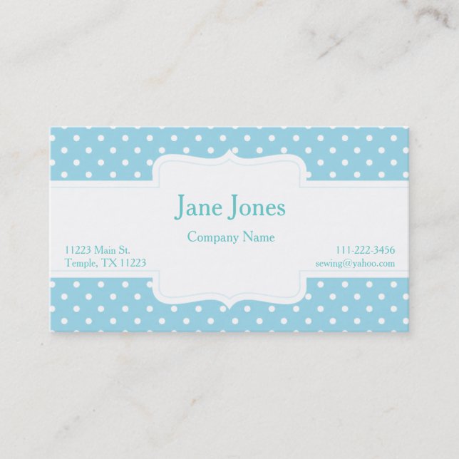 Blue Polka Dot Business Card (Front)