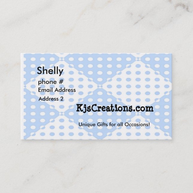 Blue Polka Dot Business Cards (Front)