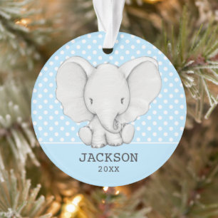 Blue Polka Dot Elephant Personnalisé Garçon bébé
