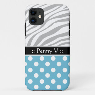 Blue Polka Dot Fade Zebra Print iPhone 5 Case