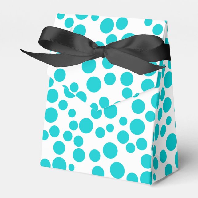 Blue polka dot  favor box (Front Side)