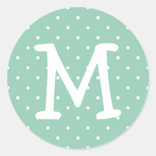Blue polka dot kiddo monogram letter custom classic round sticker