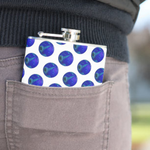 Blue Polka Dot Lawn Bowls,  Hip Flask