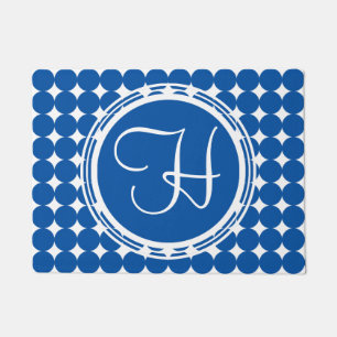 Blue Polka Dot Monogram Doormat