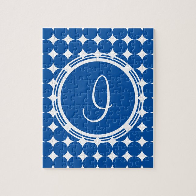 Blue Polka Dot Monogram Jigsaw Puzzle (Vertical)