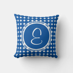 Blue Polka Dot Monogram Throw Pillow