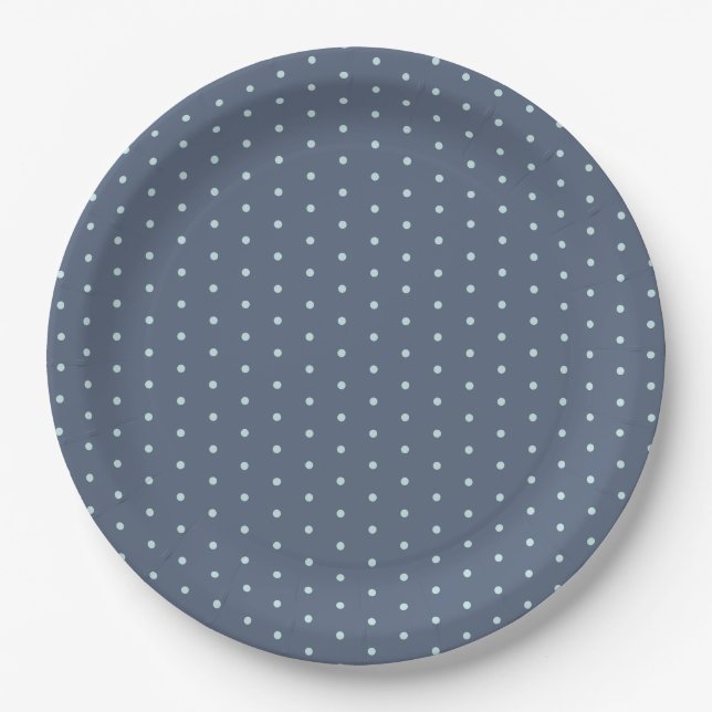 Blue Polka Dot Paper Plate (Front)