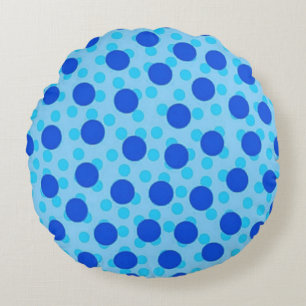 Blue Polka Dot Pattern Round Pillow