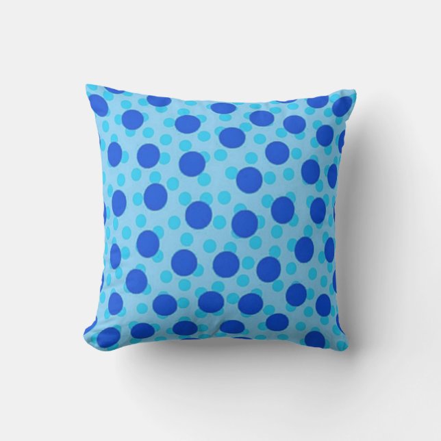 Blue Polka Dot Pattern Throw Pillow (Front)