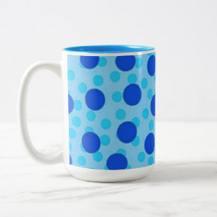 Blue Polka Dot Pattern Two-Tone Coffee Mug