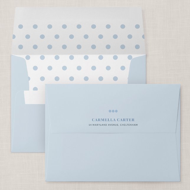 Blue Polka Dot Personalized A7 Envelope (Blue Polka Dot - A7 Birthday Invitation Envelope)