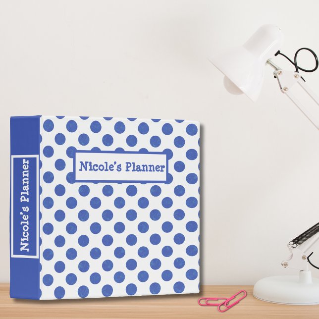 Blue Polka Dot Personalized Binder (Creator Uploaded)