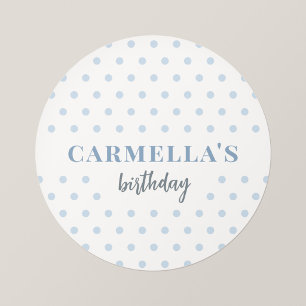 Blue Polka Dot Personalized Birthday Stickers