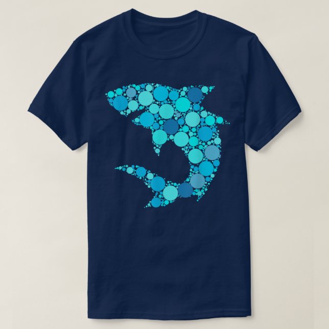 Blue Polka Dot Shark International Dot Day  T-Shirt (Design Front)