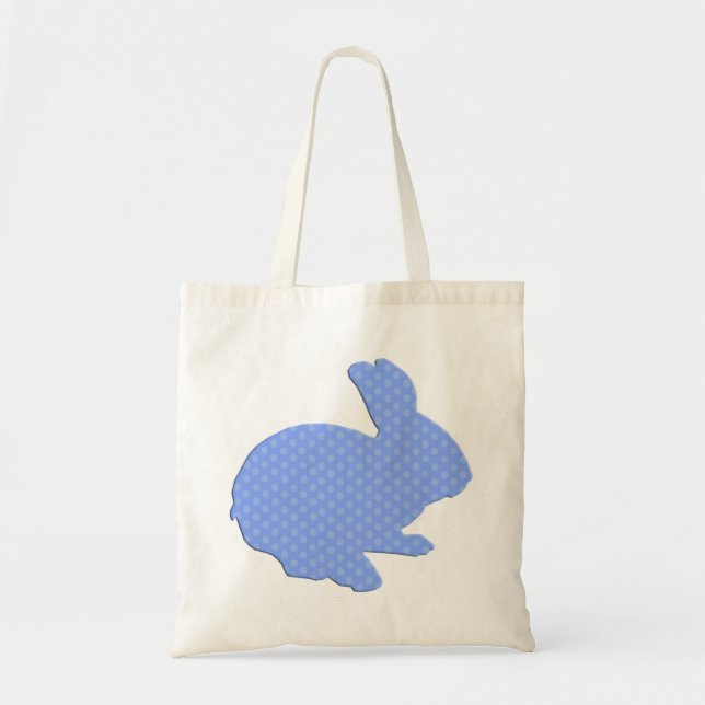 Blue Polka Dot Silhouette Sac fourre-tout lapin de (Devant)
