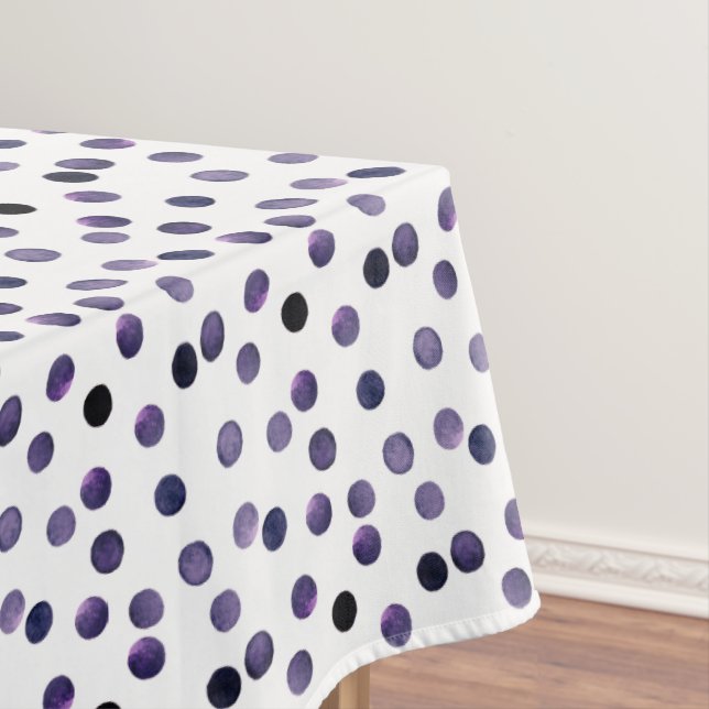 Blue polka dot watercolor tablecloth (In Situ)