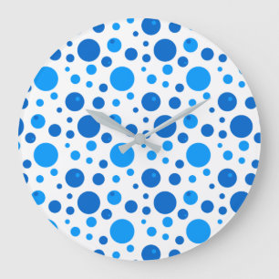Blue Polka Dots and Circles Wall Clock