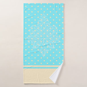 Blue polka dots and yellow beach towel