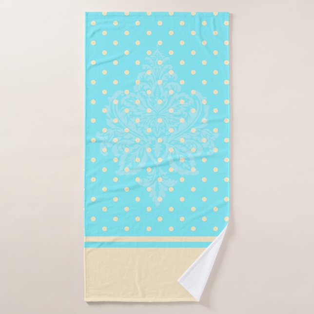 Blue polka dots and yellow beach towel (Bath Towel)