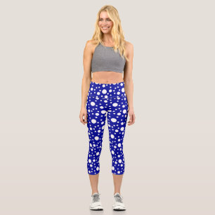 Blue Polka Dots  Capri Leggings