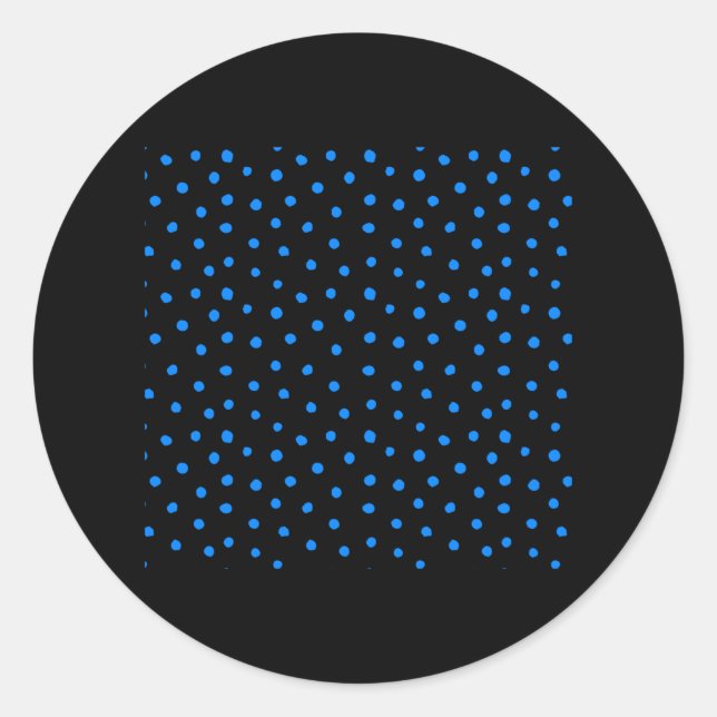 Blue Polka Dots Classic Round Sticker (Front)