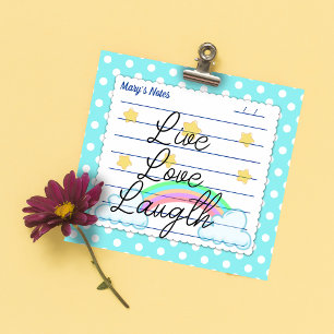 Blue polka dots, cute stars & rainbows 3" x 3" post-it notes