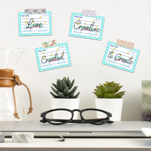 Blue polka dots, cute stars & rainbows 4" x 3" post-it notes