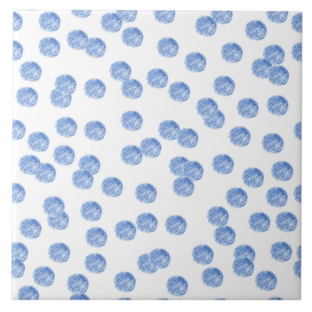 Blue Polka Dots Large Ceramic Tile (Front)