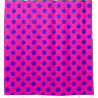 Blue polka dots on fuchsia
