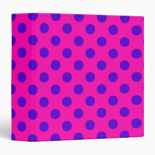 Blue polka dots on fuchsia binder